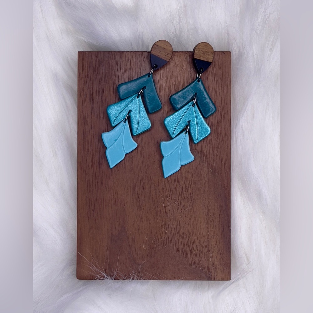 Layered Teal Boho Dangle Earrings + Gift Box